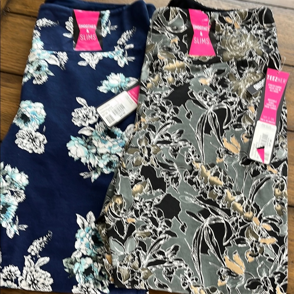 Xhilaration Floral Leggings - Blue and Gray